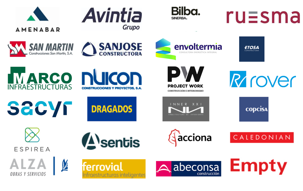 Logotipos de constructoras y empresas con las que trabaja ARJOSA