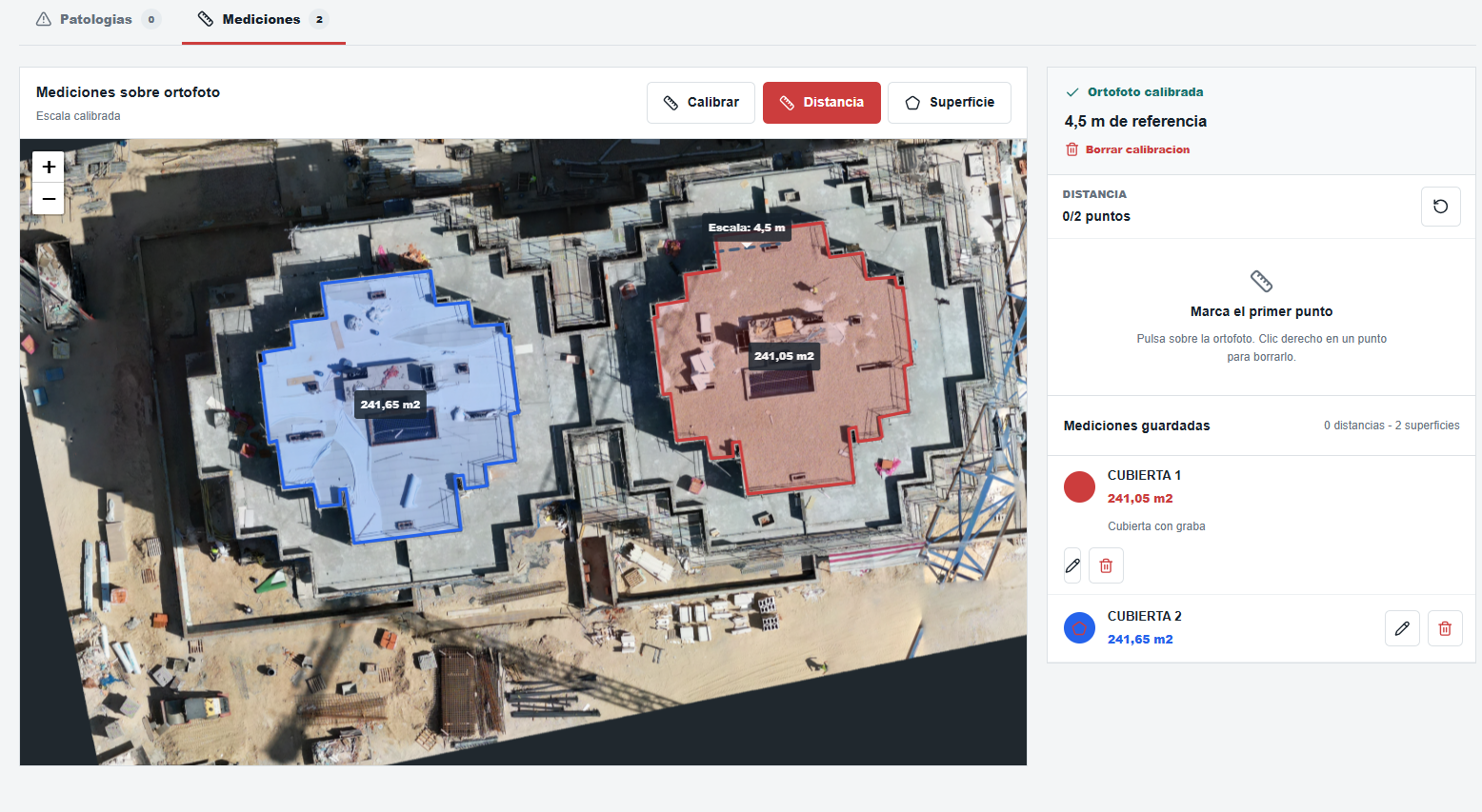 Mediciones sobre ortofoto en Roof-View