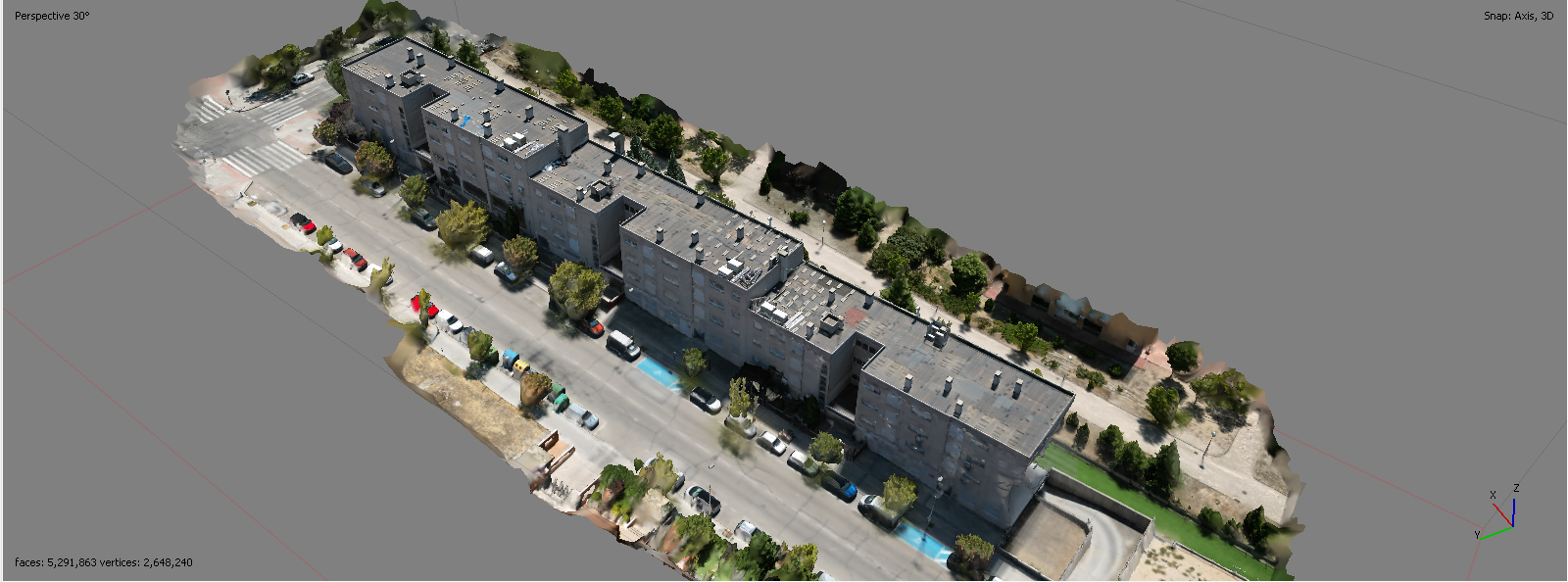 Modelo 3D fotogramétrico de edificio y cubierta